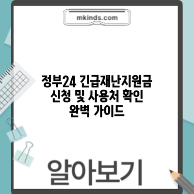 정부24 긴급재난지원금 신청 및 사용처 확인: 완벽 가이드