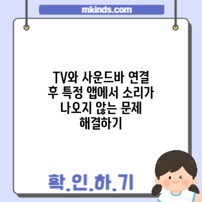 TV와 사운드바 연결 후 특정 앱에서 소리가 나오지 않는 문제 해결하기