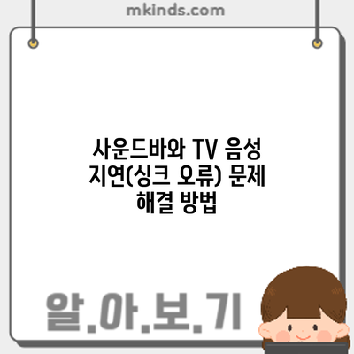 사운드바와 TV 음성 지연(싱크 오류) 문제 해결 방법