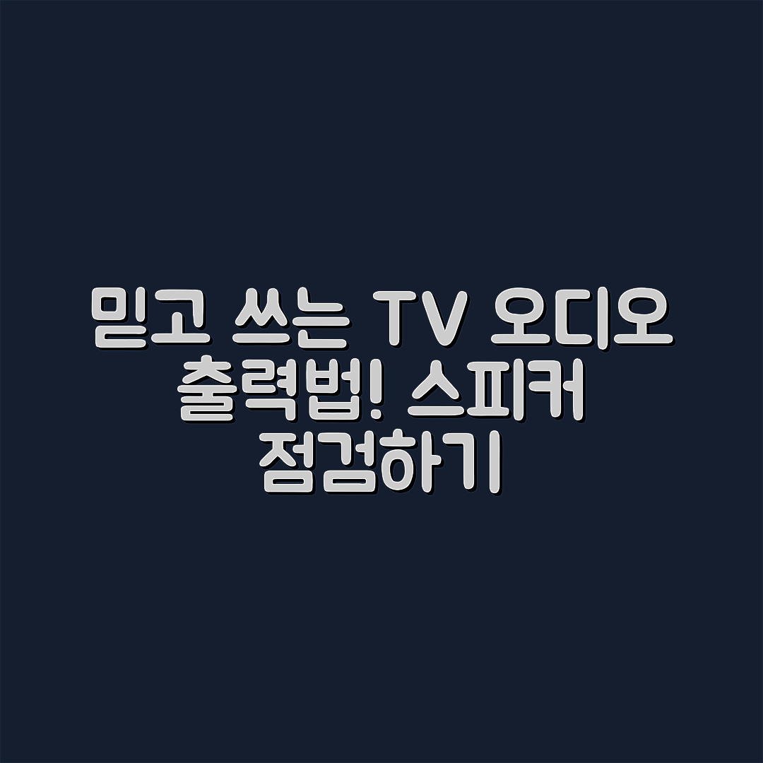 믿을 수 없는 TV 오디오 출력 선택과 스피커 점검법!