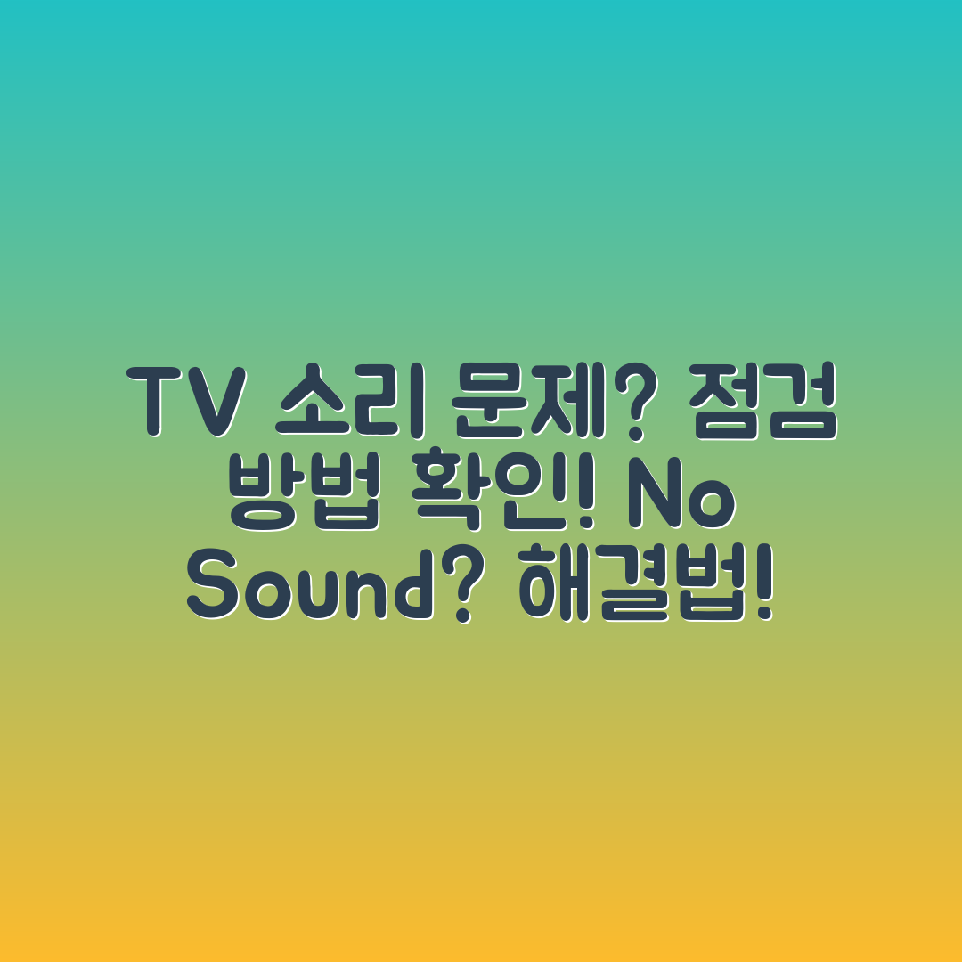 TV 소리 안 나옴, 점검은 어떻게 할까요?