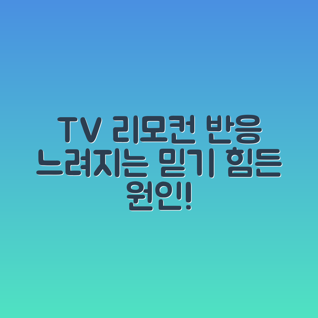 믿을 수 없는 TV 리모컨 반응 느림의 원인!