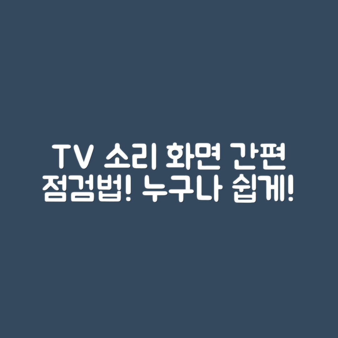 누구나 쉽게 점검하는 TV 소리와 화면 문제